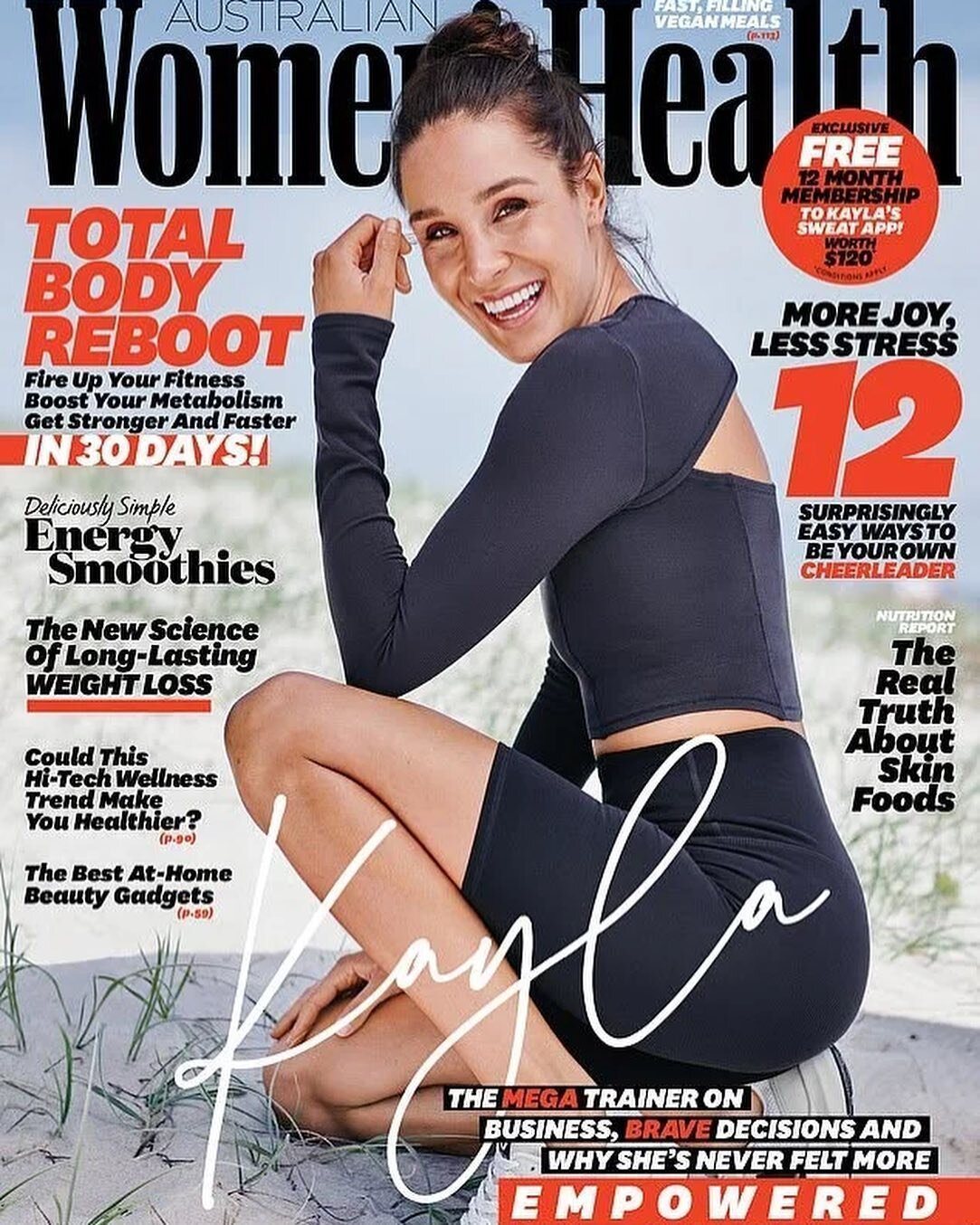 Australian Women's Health cover featuring Kayla, brows by the studio